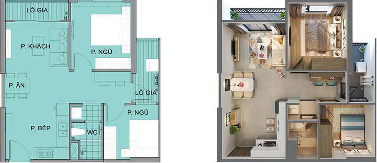 căn 2 phòng ngủ chung cư vinhomes hạ long xanh