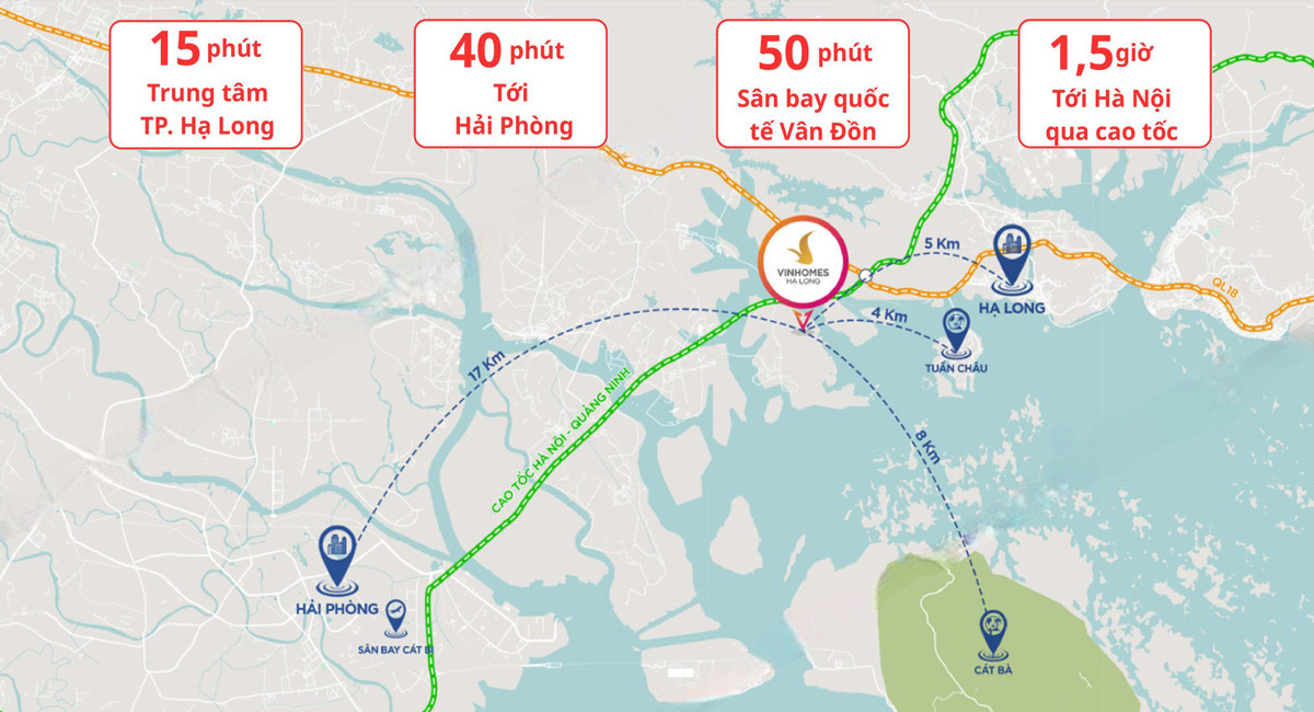 Hà Nội đi Vinhomes Hạ Long Xanh bao nhiêu km?